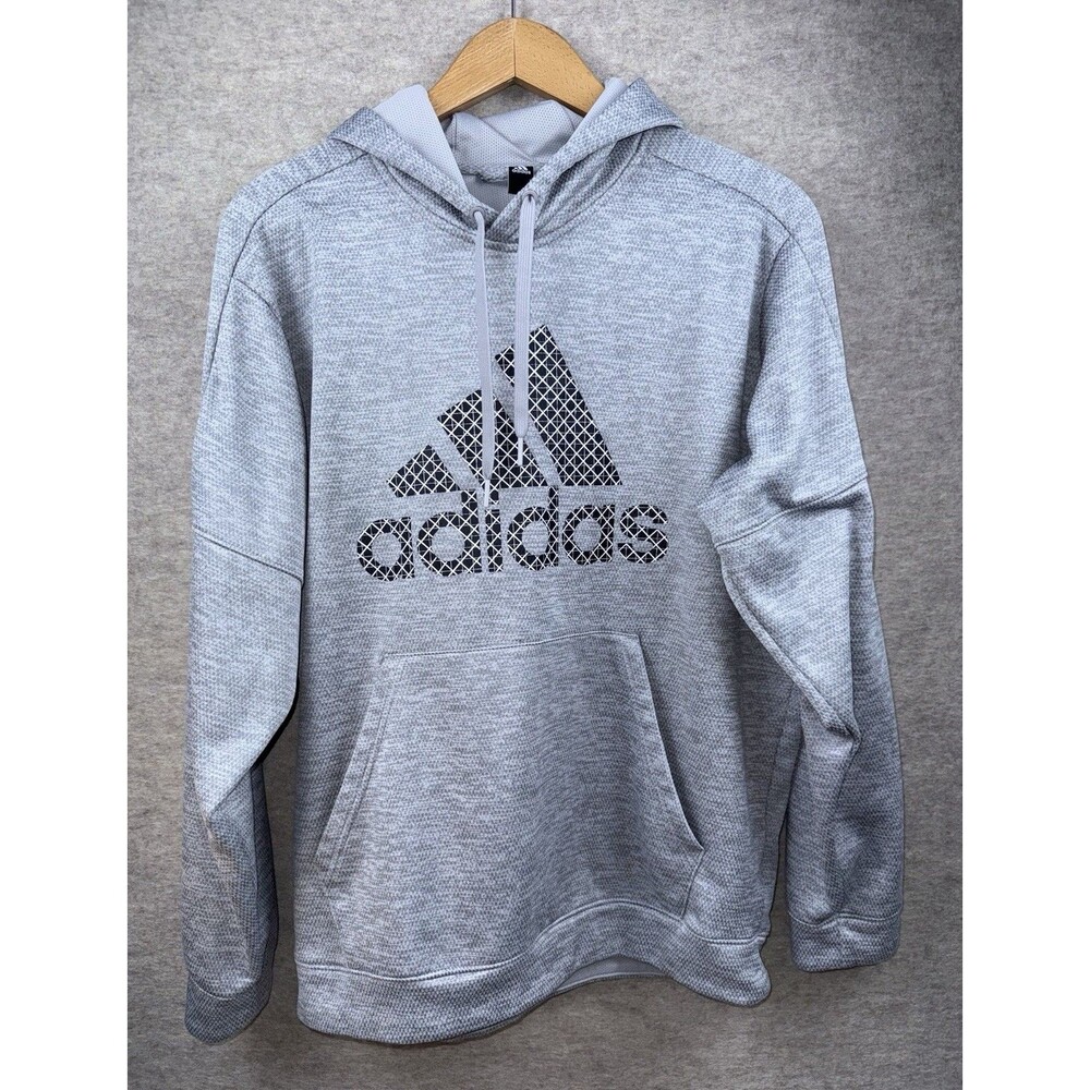 Adidas Men’s XL Climawarm Waffle Knit Gray Long Sleeve Hoodie
